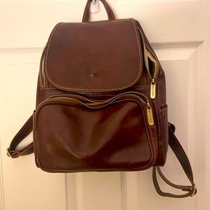 Oxblood/mahogany authentic leather backpack from Florence, Italy
